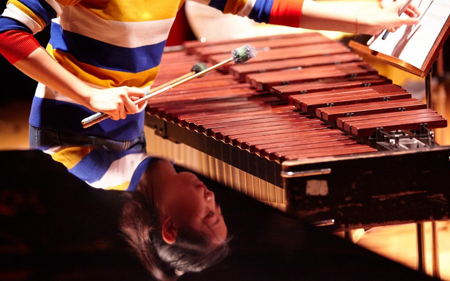 Studentin spielt Marimbaphon