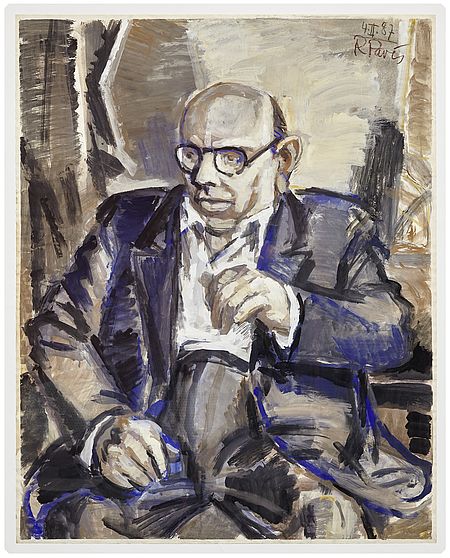 Hanns Eisler - Porträt von Ronald Paris, Kreide auf Papier (1987)