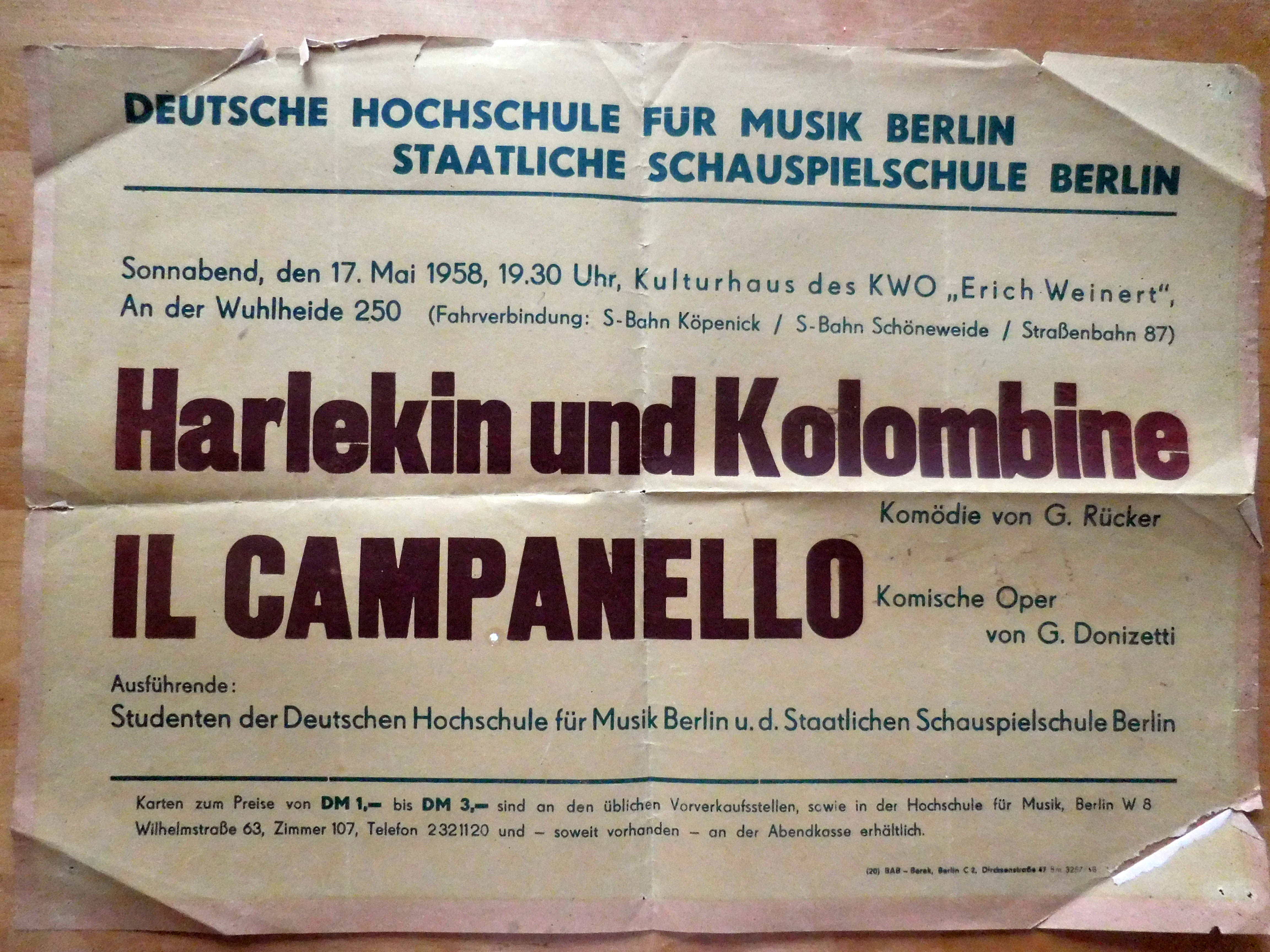 Startseite Ein Blick In Die Vergangenheit Konzertplakate Konzertprogramme Fotos Hochschule Fur Musik Hanns Eisler Berlin